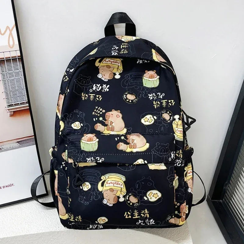 kawaii dessin animé capybara sac à dos drôle grande capacité capybara sac d'école étudiant pochette d'ordinateur sac à dos scolaire pour étudiant