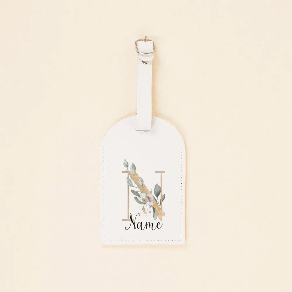 étiquette de bagage en cuir pu personnalisée initiale avec nom étiquette d'identification de valise étiquettes de sac à bagages accessoire de voyage cadeaux de mariage