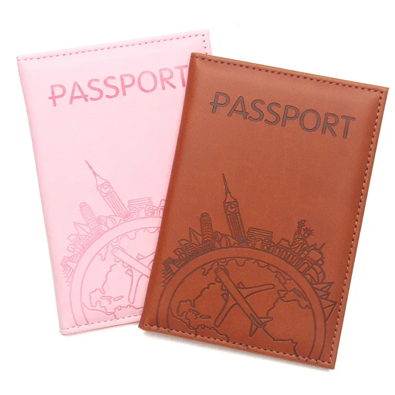 porte-passeport imprimé vol mondial, couverture de passeport en cuir, étui léger pour passeport d'avion, porte-carte d'identité, porte-billet d'avion