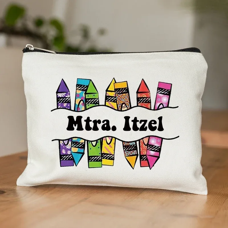 trousse de maquillage personnalisée avec nom de l'enseignant, sac à main pour femme, meilleur cadeau de graduation pour les enseignants, trousse à crayons, cadeau de retour à l'école