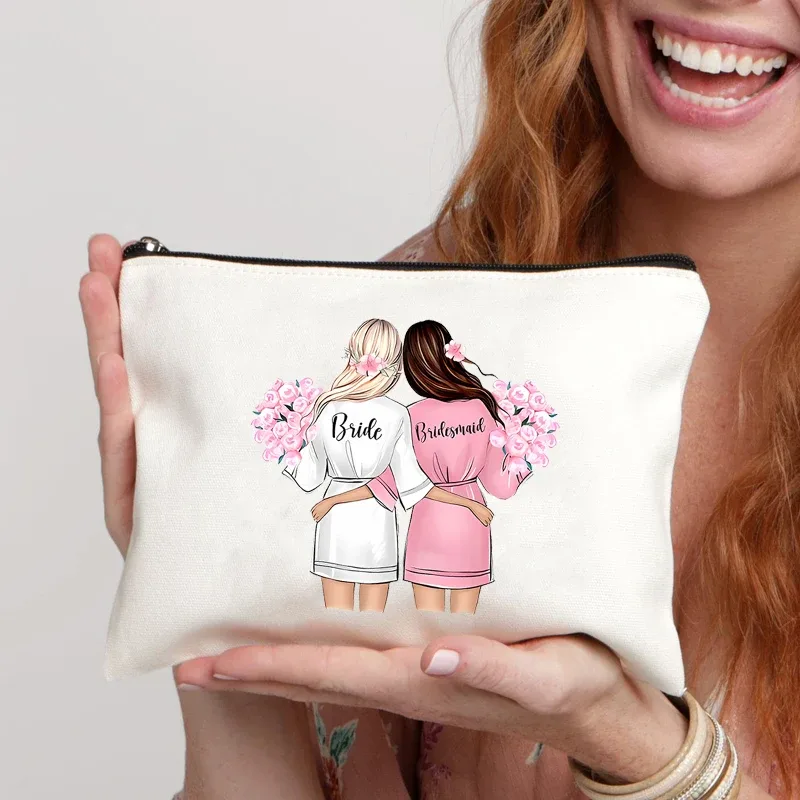 Trousse de maquillage pour demoiselles d'honneur, trousse à cosmétiques pour la mariée, trousse de toilette de mariage, meilleur cadeau pour les femmes