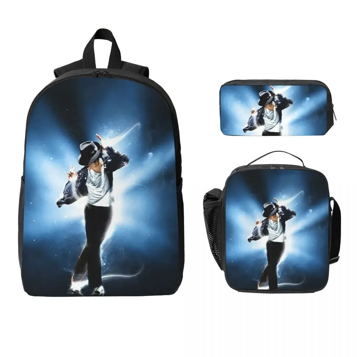 sac à dos michael jackson pour étudiants, sac d'école, sacs à bandoulière pour ordinateur, sac à déjeuner isotherme 3ps, trousse à crayons