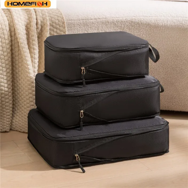 homefish 3 pièces/ensemble sac de rangement de voyage compressible multifonctionnel, sac de voyage imperméable, organisateur de bagages portable