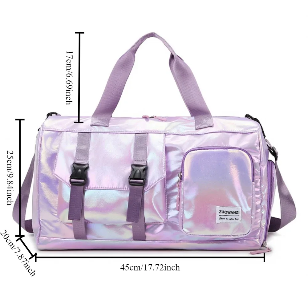 sac polochon holographique glamour – fourre-tout spacieux et élégant avec compartiment à chaussures pour les sacs de voyage sans effort pour les évasions du week-end