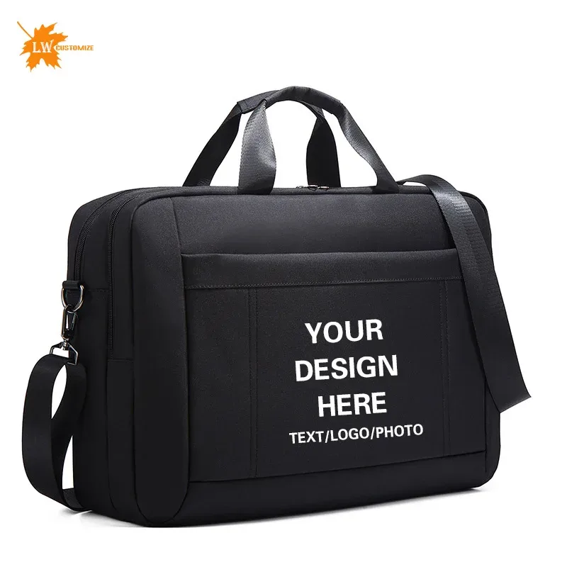 Sac à main pour hommes Image personnalisée avec Logo imprimé nom mallette d'affaires15.6-17.3 pouces sac pour ordinateur portable étanche en Nylon