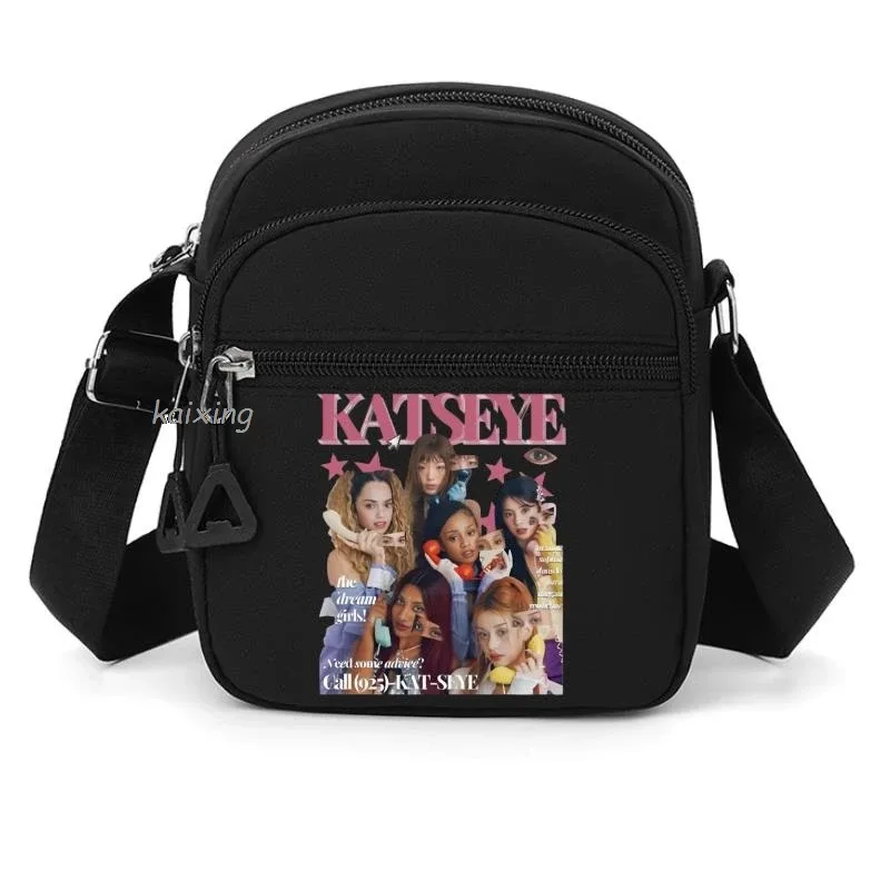 nouveau sac à bandoulière katseye à imprimé amusant pour hommes et femmes, pochette à bandoulière imprimée, grande capacité, pochette de rangement élégante, meilleurs cadeaux