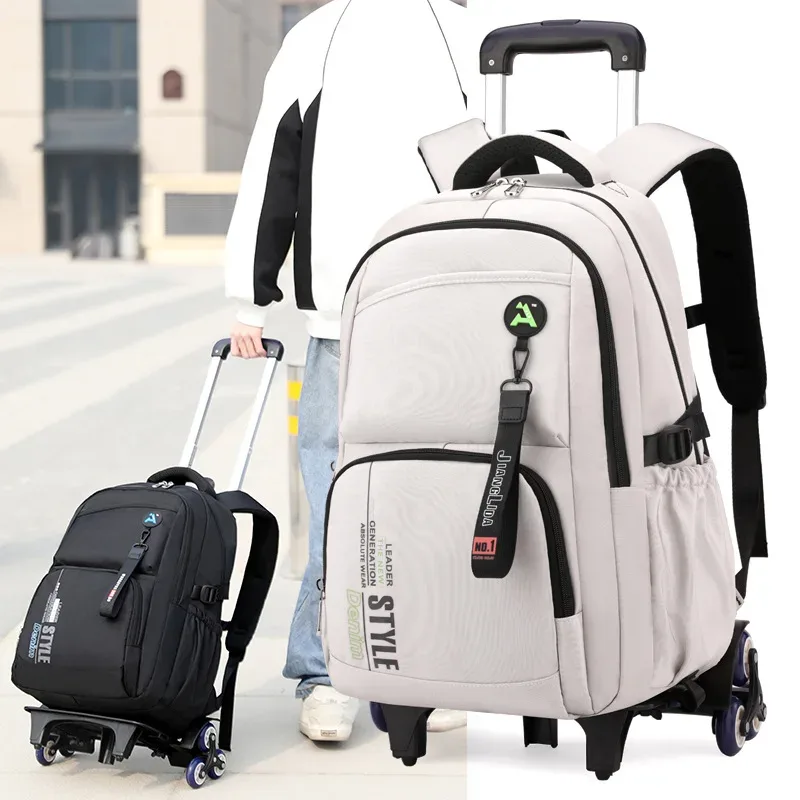 sac d'école avec roulettes sac à dos roulant pour garçon enfants étudiant sac à dos à roulettes chariot sac d'école chariot de voyage sac à dos bagages