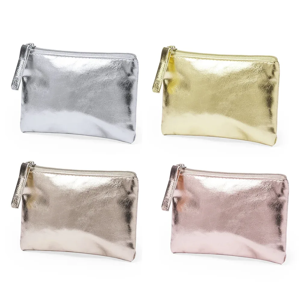 porte-monnaie en cuir verni avec fermeture éclair, couleur or rose argent, sac de rangement ultra-fin pour cartes et clés, mini portefeuille, cadeaux pour filles, nouvelle collection