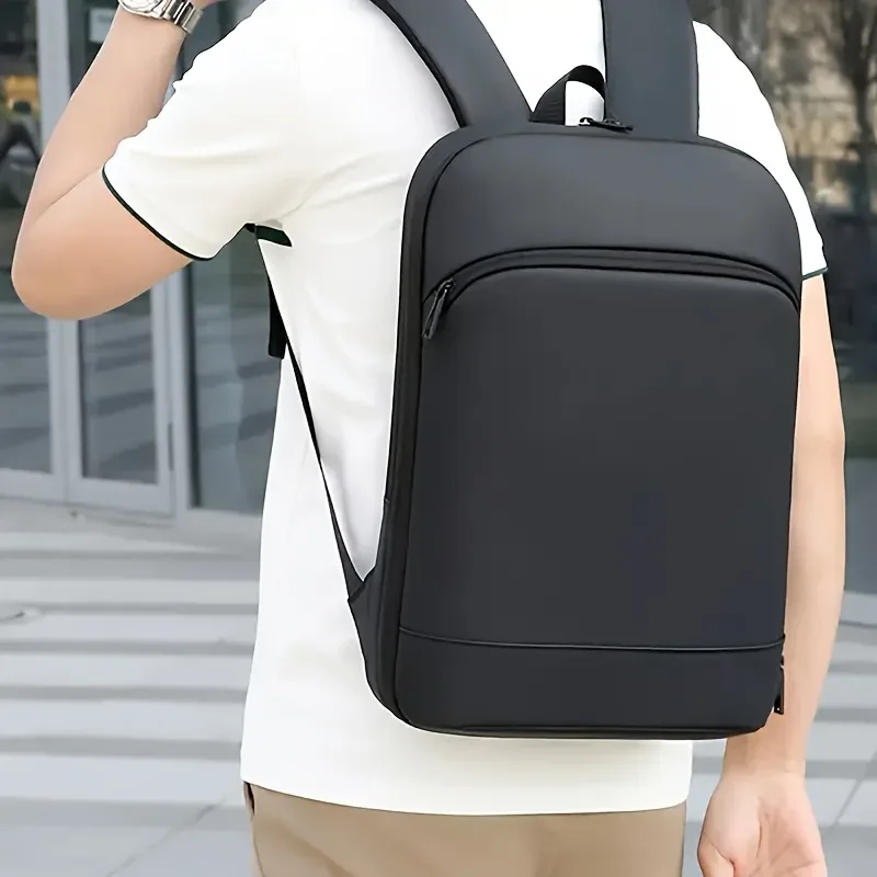 sac à dos léger pour hommes, couleur unie, extensible, pour affaires, fermeture éclair durable, multi-compartiments, maintien parfait, 1 pièce