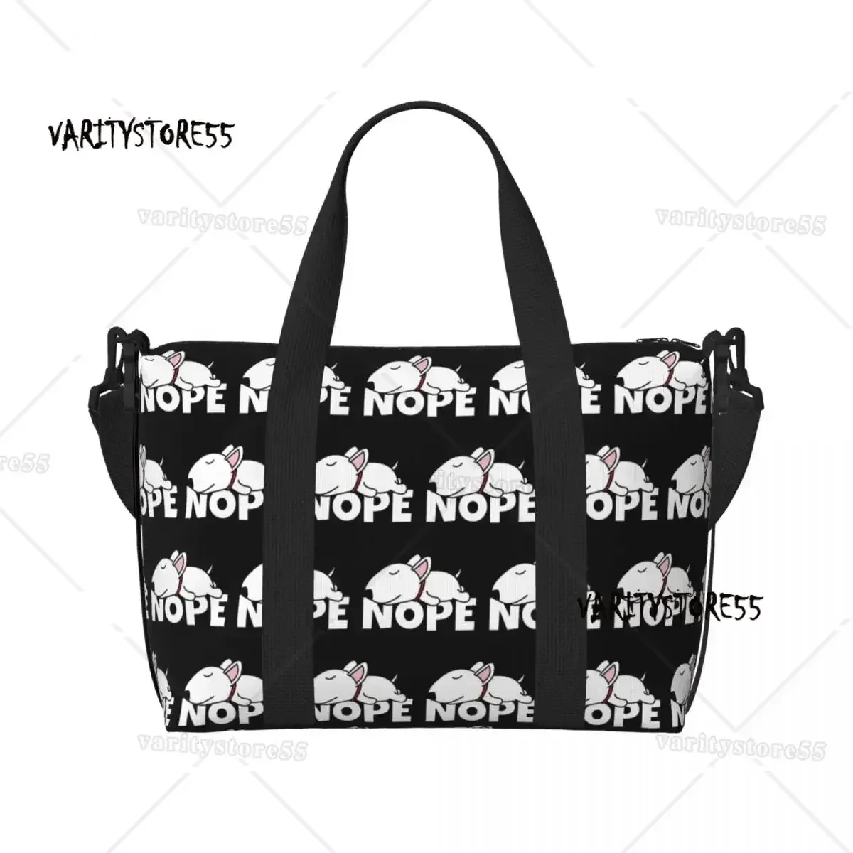 sac fourre-tout personnalisé à motif répété de chien bull terrier pour femmes, sac de voyage à bandoulière de grande capacité pour animaux de plage et de gymnastique