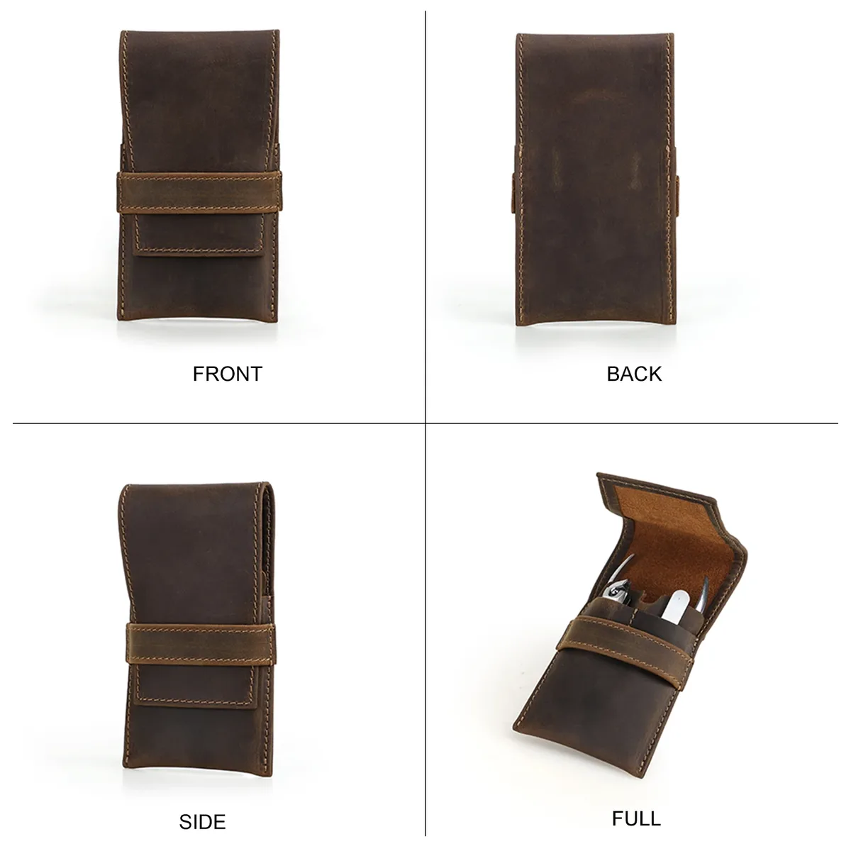 étui en cuir véritable pour kit de manucure et pédicure, pochette de rangement pour coupe-ongles, outils, ciseaux à ongles, sac de voyage
