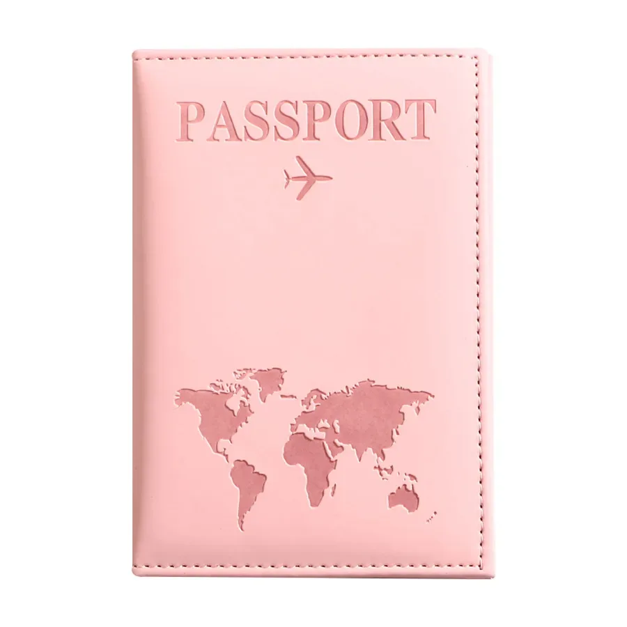 housse de passeport en cuir pu pour hommes et femmes - organisateur - porte-cartes de protection - housses de documents d'identité - étui de passeport de voyage avec carte du monde