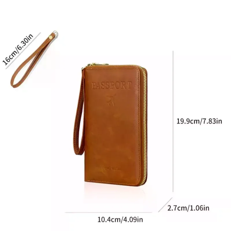 porte-passeport unisexe avec blocage rfid, en cuir pu, avec fermeture éclair, étui de voyage, accessoires de voyage pour hommes et femmes