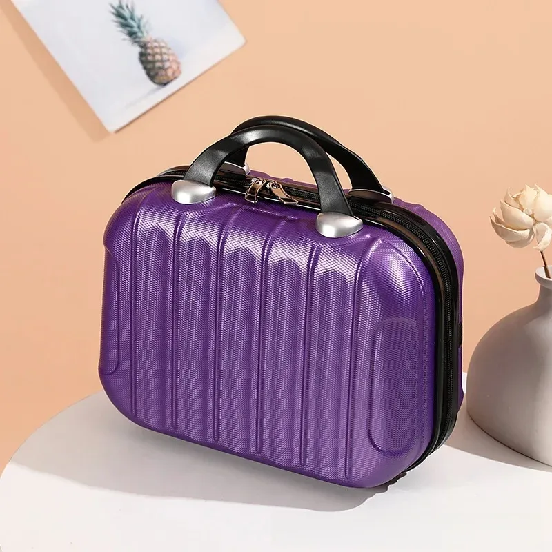 sac de maquillage de voyage pour femmes de 14 pouces, mini valise compacte en plastique abs, design uni, idéal pour un usage personnel