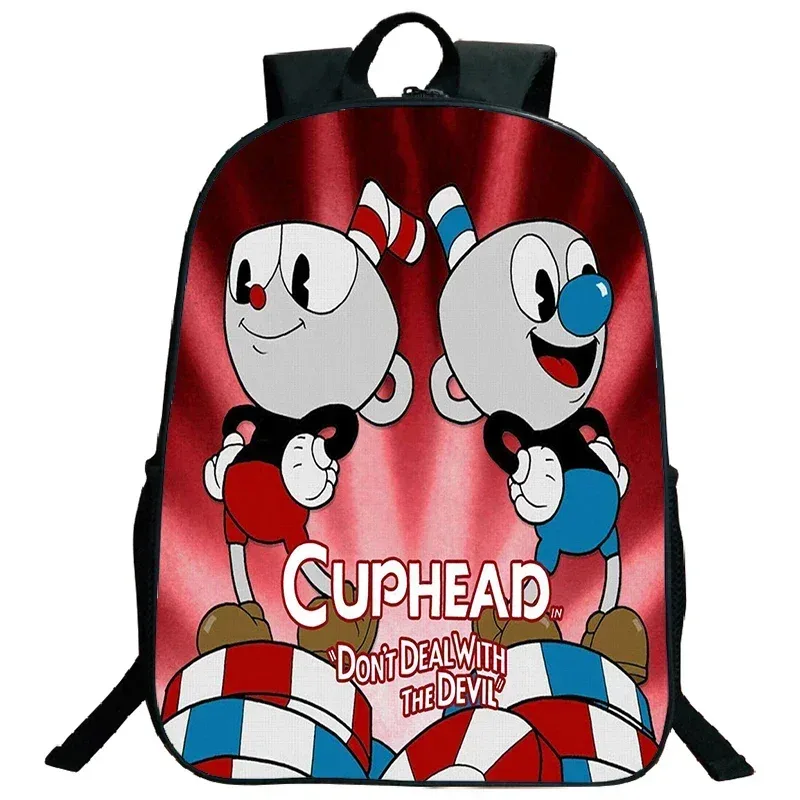 sacs de voyage, sacs d'école souples, sac à dos pour ordinateur portable, grande capacité, sac à dos imprimé cuphead pour garçons et filles, sac d'école cosplay pour étudiants