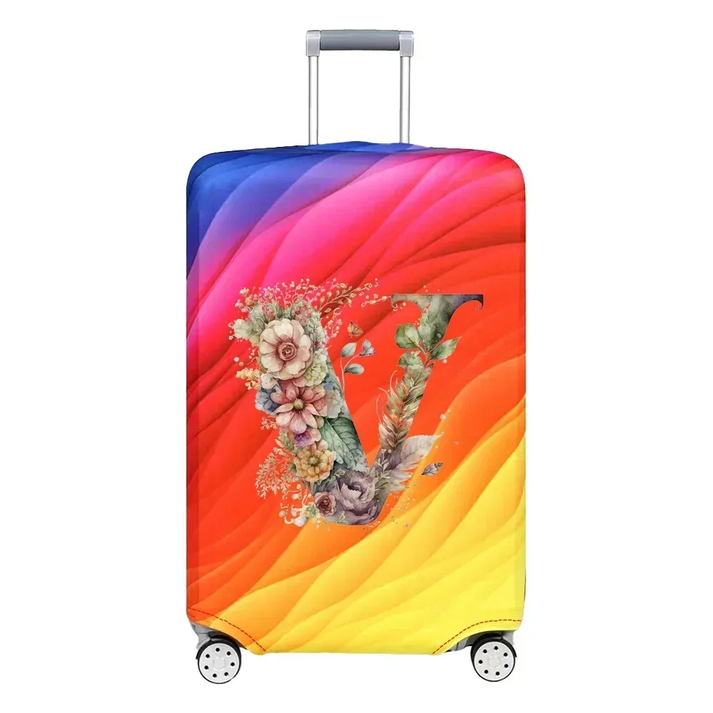 housse de protection extensible pour valise, série florale et lettres, pour valises de 18 à 32 pouces, organisateur de voyage