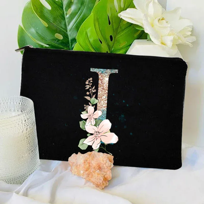 sacs à fermeture éclair pour maquillage initial dégradé, pochette de voyage pour toilettes, rouge à lèvres, enterrement de vie de jeune fille, pochette cosmétique pour demoiselle d'honneur