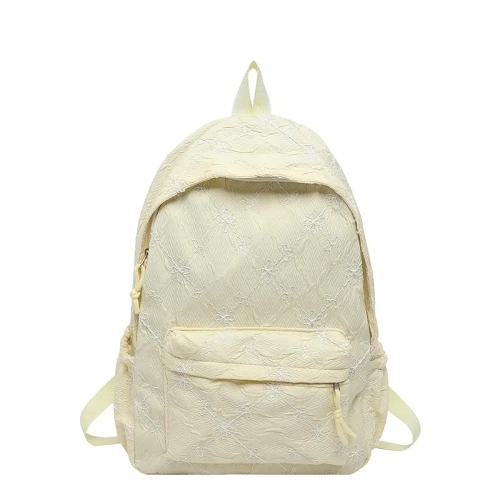 sac à dos mignon et élégant avec nœud, minimaliste, en nylon uni, multi-poches, léger, idéal pour les étudiants et l'école au quotidien.