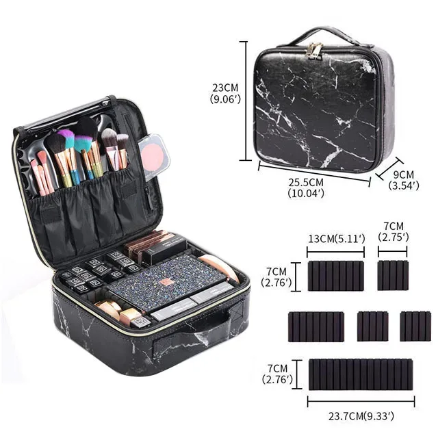 trousse de maquillage professionnelle en cuir pu pour femmes, valise à outils pour ongles, boîte à cosmétiques, organisateur de cosmétiques d'esthéticienne, mallette de rangement