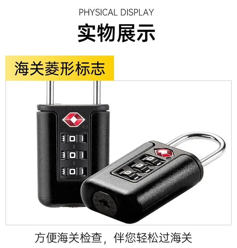 serrures de bagages approuvées par la tsa, serrures tsa pour bagages, cadenas à combinaison à 3 chiffres, serrure de voyage pour valises et bagages (noir)
