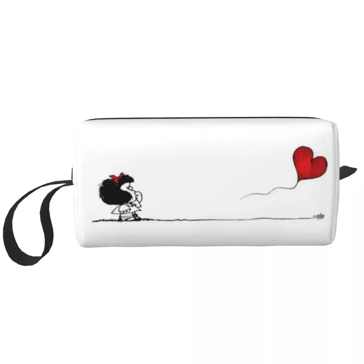 sac de maquillage personnalisé mafalda ballon coeur femmes voyage organisateur cosmétique mode quino manga dessin animé stockage trousses de toilette