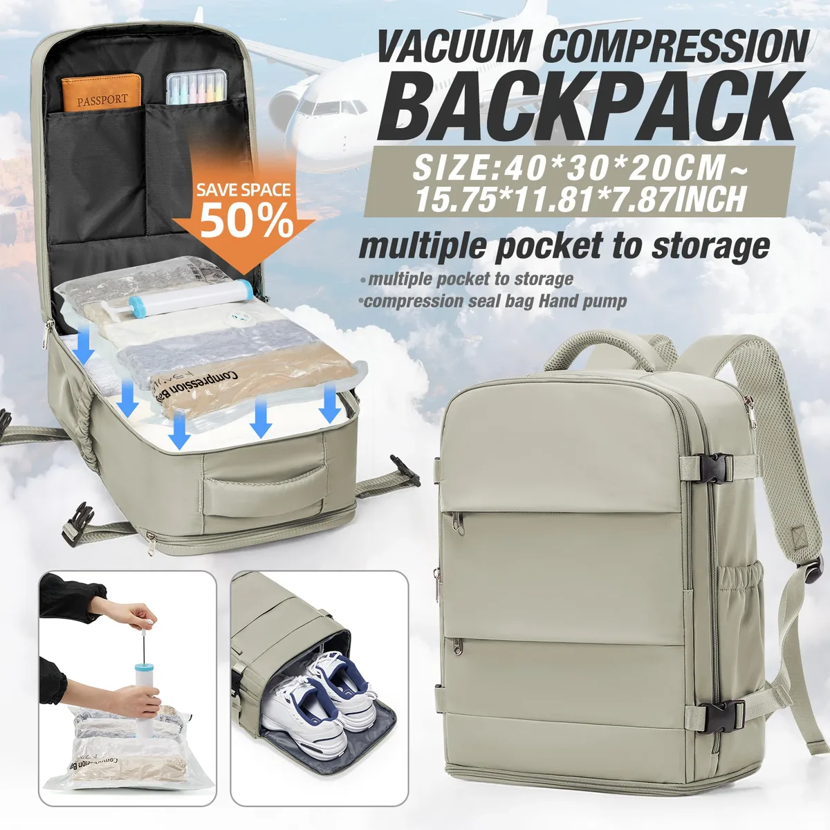 ryanair 40x30x20 sac à dos de voyage wizzair sac de cabine unisexe femmes hommes sac à dos pour ordinateur portable en plein air étudiant école sac à dos sac sous vide