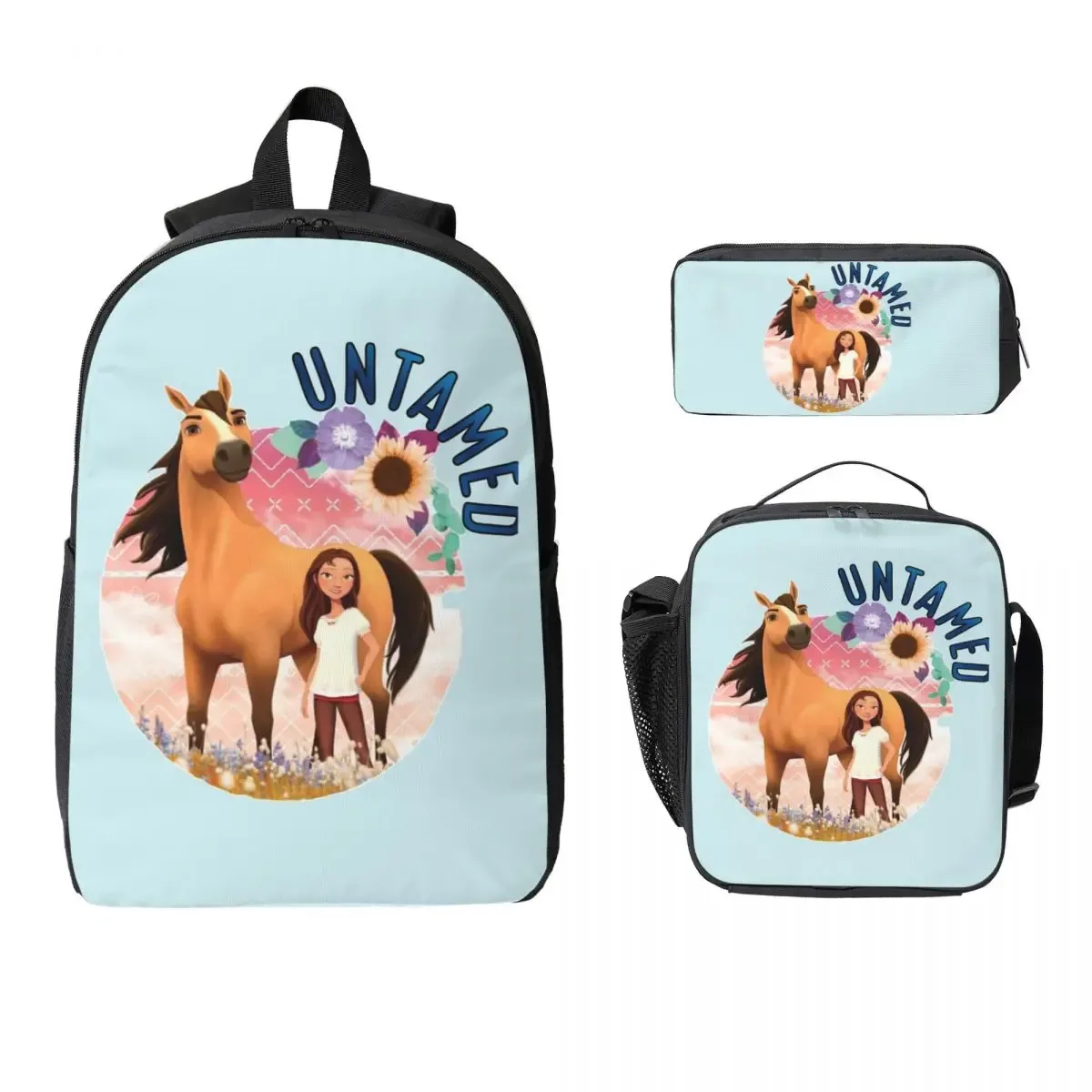 sac à dos spirit riding free, sac à livres pour étudiants, sac d'école, sacs à bandoulière pour ordinateur, 3 sacs à déjeuner isothermes, trousse à crayons