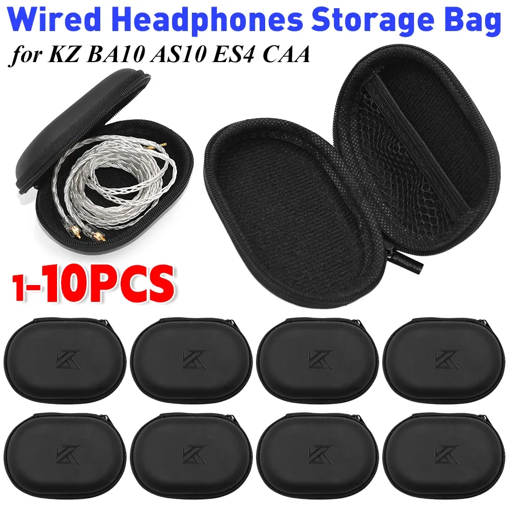 Sac de rangement pour écouteurs filaires, 1 à 10 pièces, mallette de transport universelle pour écouteurs filaires, boîte de rangement en PU, sac organisateur pour KZ BA10 AS10 ES4