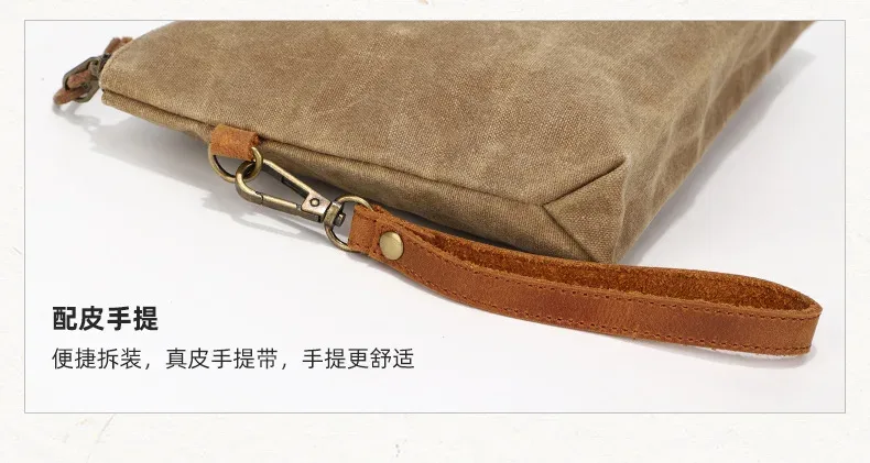 pochette zippée en toile cirée rétro et minimaliste, trousse de toilette personnalisée, trousse à crayons zippée, organisateur polyvalent, sac pour homme