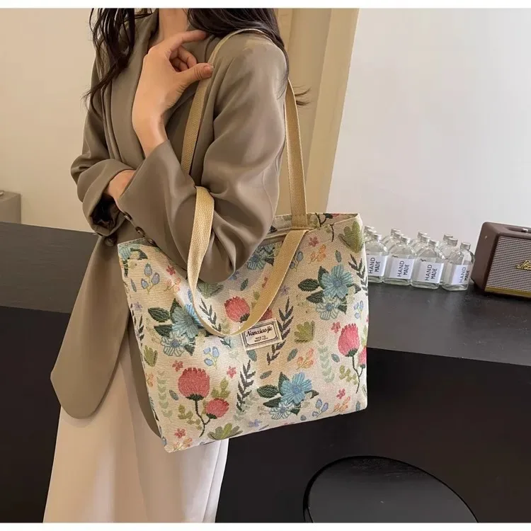 sacs à bandoulière grande capacité pour femmes, sac en toile style ins, sac fourre-tout pour cours, trajets quotidiens et shopping