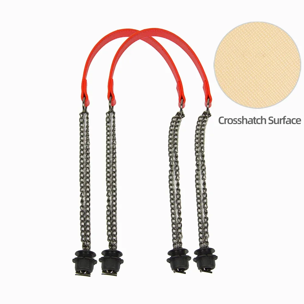 1 paire d'accessoires obag longues poignées en cuir sangles argent longue double chaîne sous les bras pour o sac fourre-tout femmes sacs à main à bandoulière