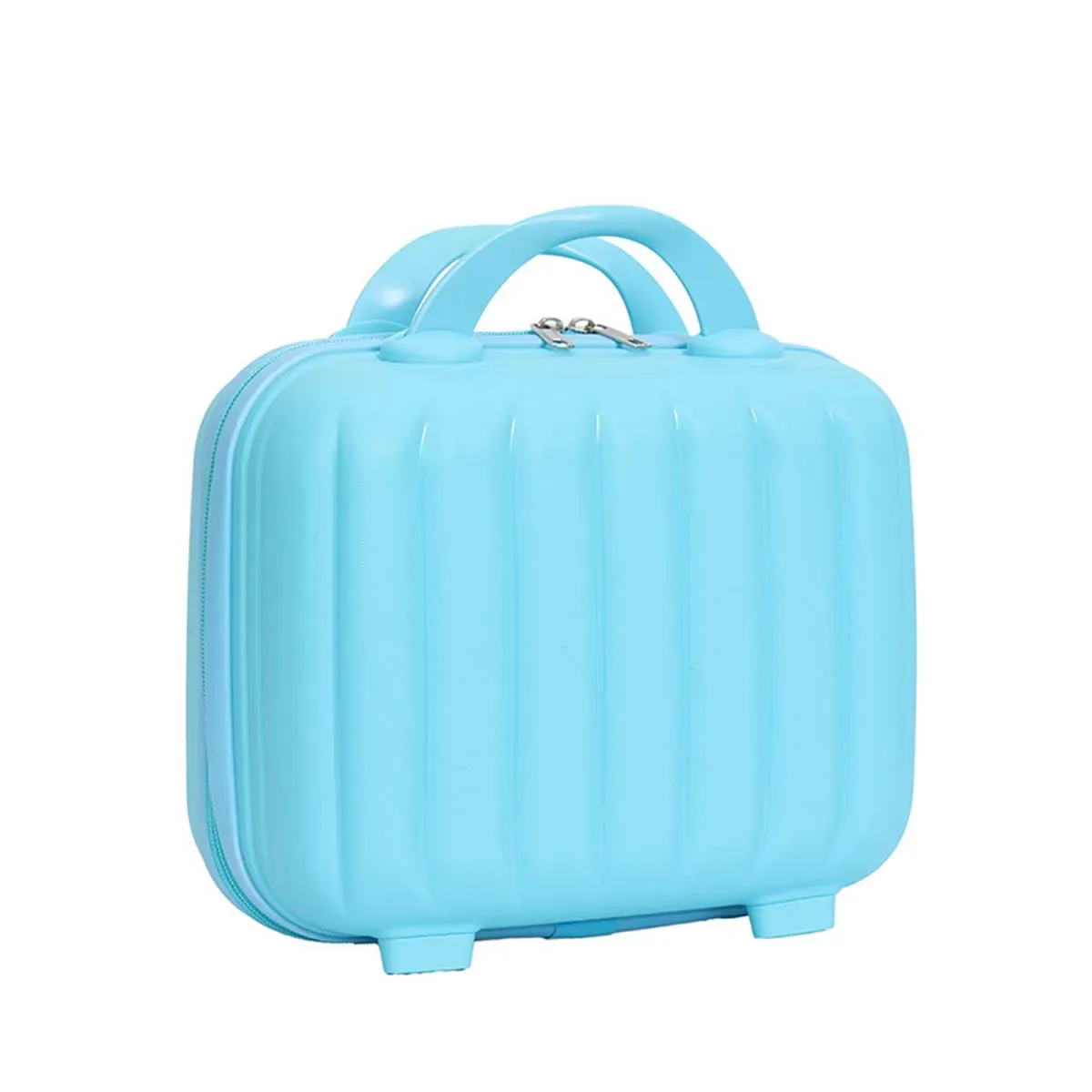 valise à cosmétiques citrouille pp de 14 pouces, valise à fermeture éclair sans mot de passe, étui de voyage de rangement pour souvenirs de mariage de couleur unie