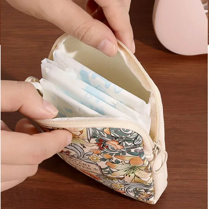 sac de maquillage cosmétique créatif, porte-monnaie de grande capacité, sac pour serviettes hygiéniques, mini organisateur de câbles de données portables pour femmes et filles