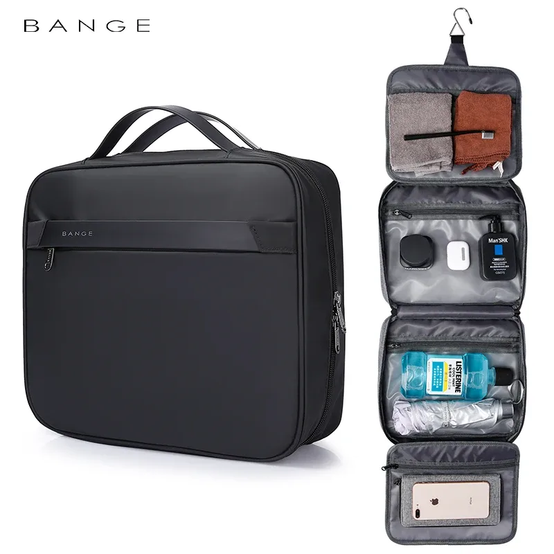 BANGE-Trousse de maquillage Oxford pour femme, trousse à cosmétiques de voyage, trousse de toilette, rangement étanche,