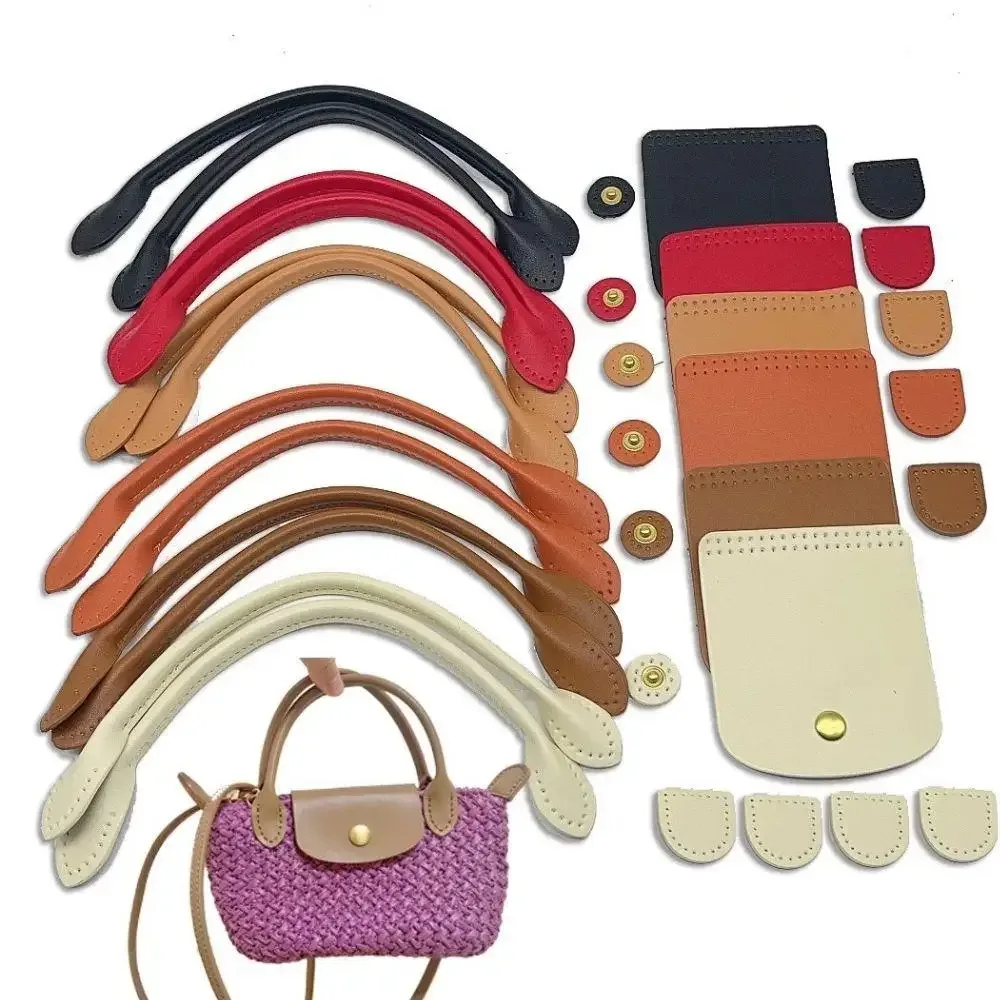 1 ensemble de sacs à main diy, 8 pièces, poignée de sac avec trous, couverture à rabat, sacs en crochet faits à la main, accessoires, pièces de sac à dos pour femmes, tendance
