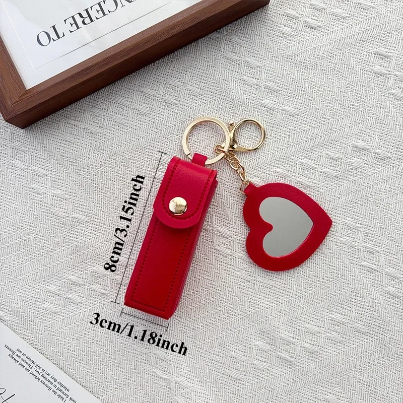 1 pièce - pochette rouge portable pour rouge à lèvres, trousse de maquillage, étui protecteur pour baume à lèvres avec miroir de maquillage, boîte de rangement pour rouge à lèvres