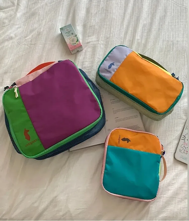 ensemble de 3 sacs de toilette de voyage multicolores en patchwork, imperméables, portables, pour le rangement des cosmétiques, organisateur de lavage pour la salle de sport en extérieur.