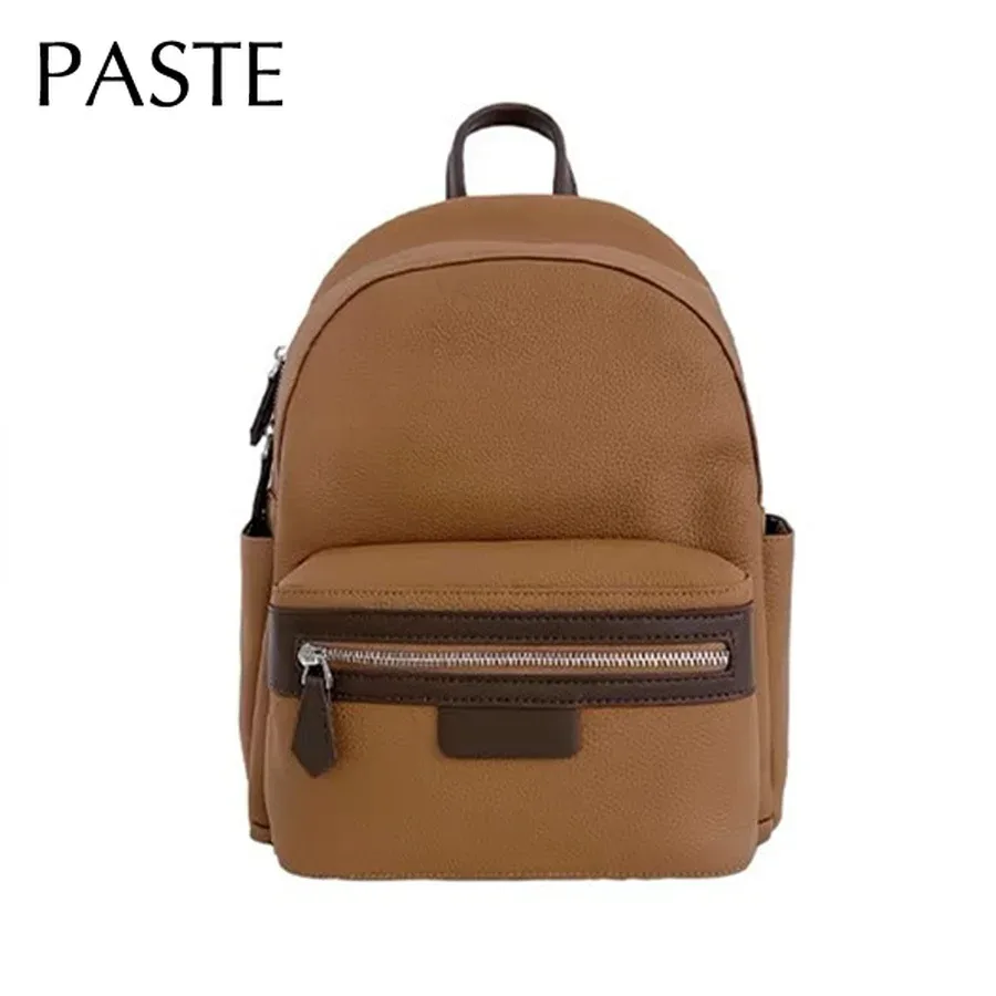 Sac à dos en peau de vache naturelle pour femme, 100% cuir véritable, sac lumineux de grande capacité, sac pour ordinateur portable, coloré, beige, imprimés Girl, nouveau, 2024