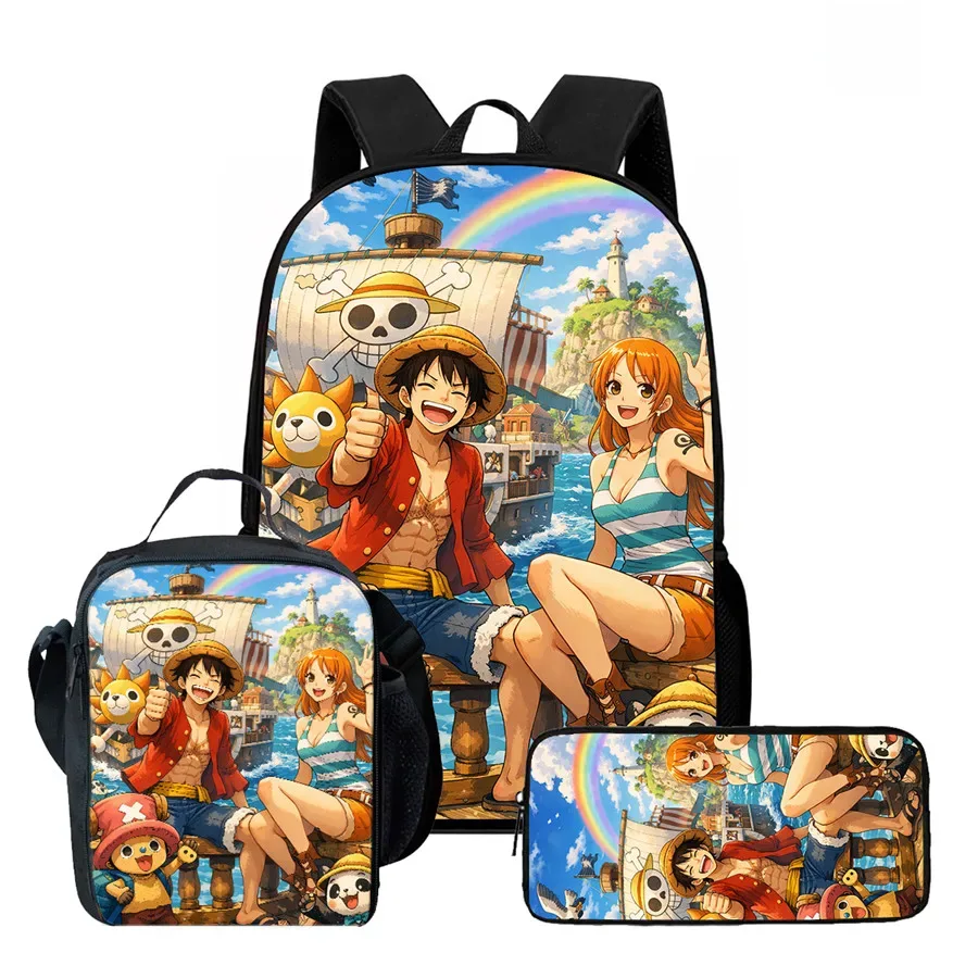 ensemble de sac à dos scolaire 3 pièces 15 pouces avec sac à lunch et trousse à crayons, durable, léger, unisexe, pour garçons et filles de 6 à 10 ans