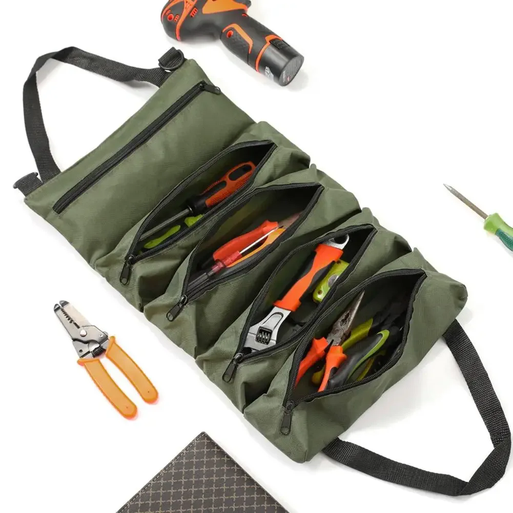 organisateur enroulable pour outils en tissu oxford robuste, étanche, résistant aux déchirures, rangement multi-compartiments pour électriciens mechani y7v1