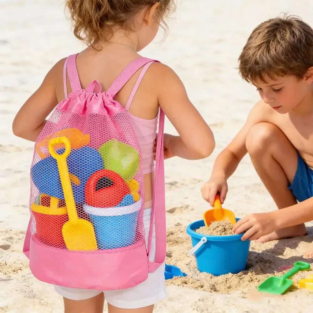 sac de rangement pour la plage, sac à dos de voyage multifonctionnel en filet de grande capacité, sac de rangement pour jouets et articles divers