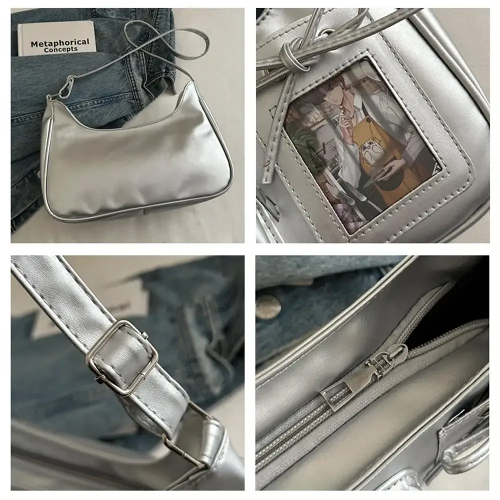 y2k coréen transparent ita sac filles doux lolita jk sac à main mode école sac à bandoulière harajuku anime badge affichage sac fourre-tout