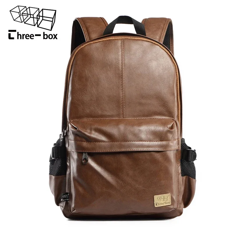Sac à dos en cuir de marque de luxe pour hommes, sac à dos de voyage pour garçon, sac d'école vintage pour ordinateur portable, sac à dos de week-end, 3 boîtes