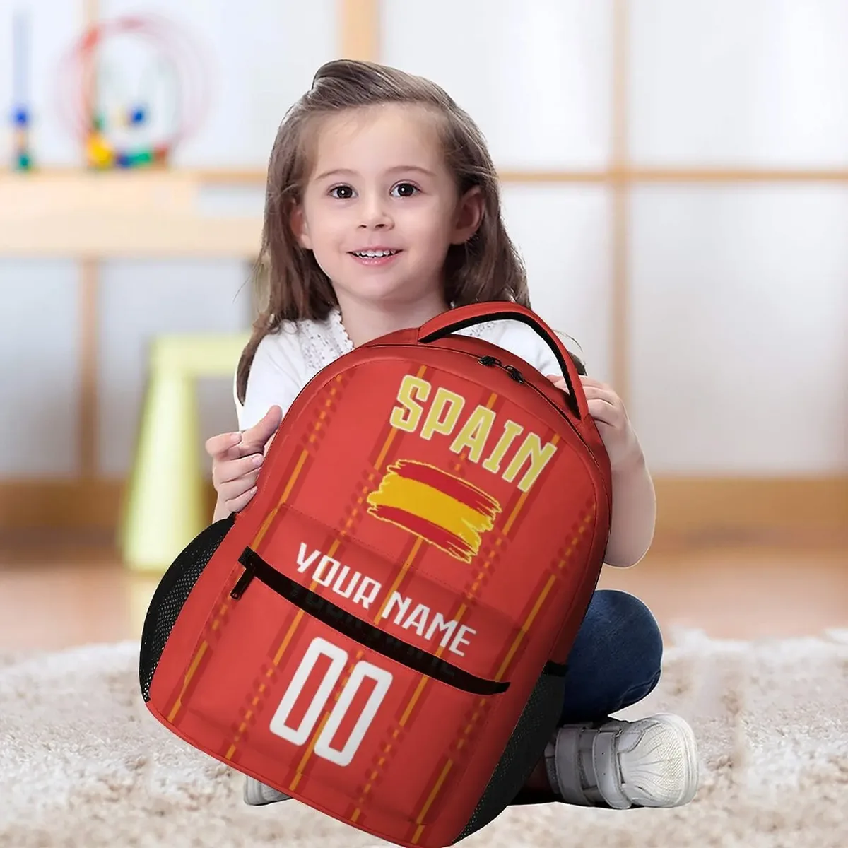 sac à dos personnalisé espagne, nom personnalisé, sac à dos d'école de football, sac de voyage de l'équipe nationale, sac à double bandoulière