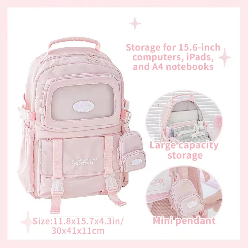 sac à dos de style crème pour lycéennes, sac d'ordinateur haute apparence, grande capacité