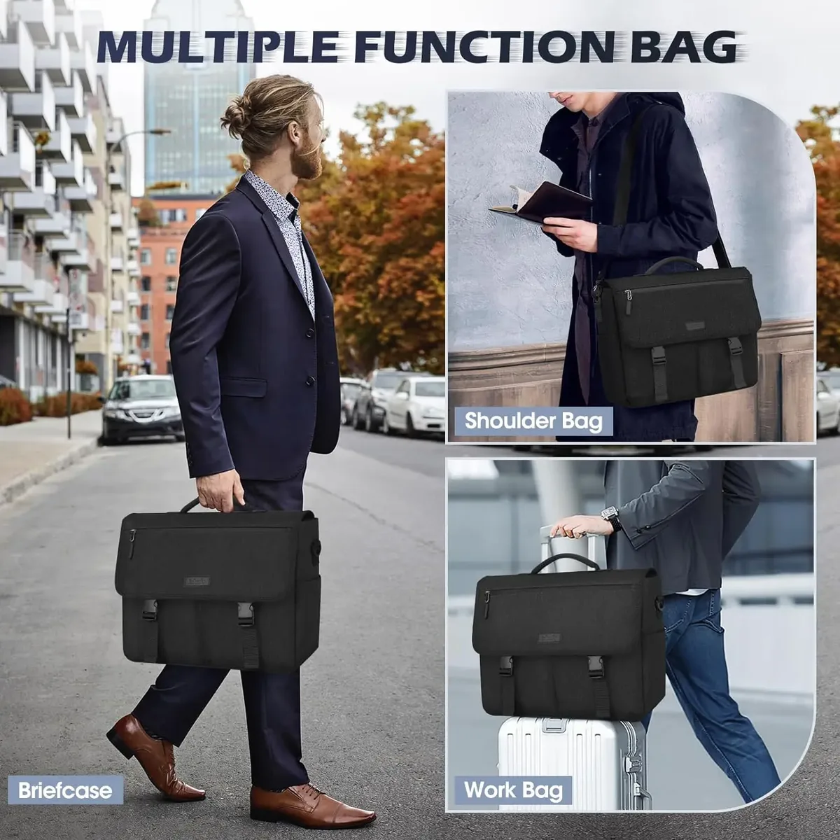 sacs à main pour ordinateur portable pour hommes, sac pour ordinateur portable de 15,6 pouces, sac pour ordinateur résistant à l'eau, sacs à bandoulière légers