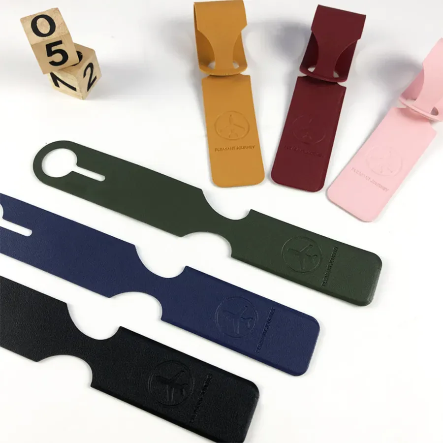 Étiquette de bagage en PU à longue bande multicolore, 1 pièce, accessoires de voyage pour femmes ou hommes