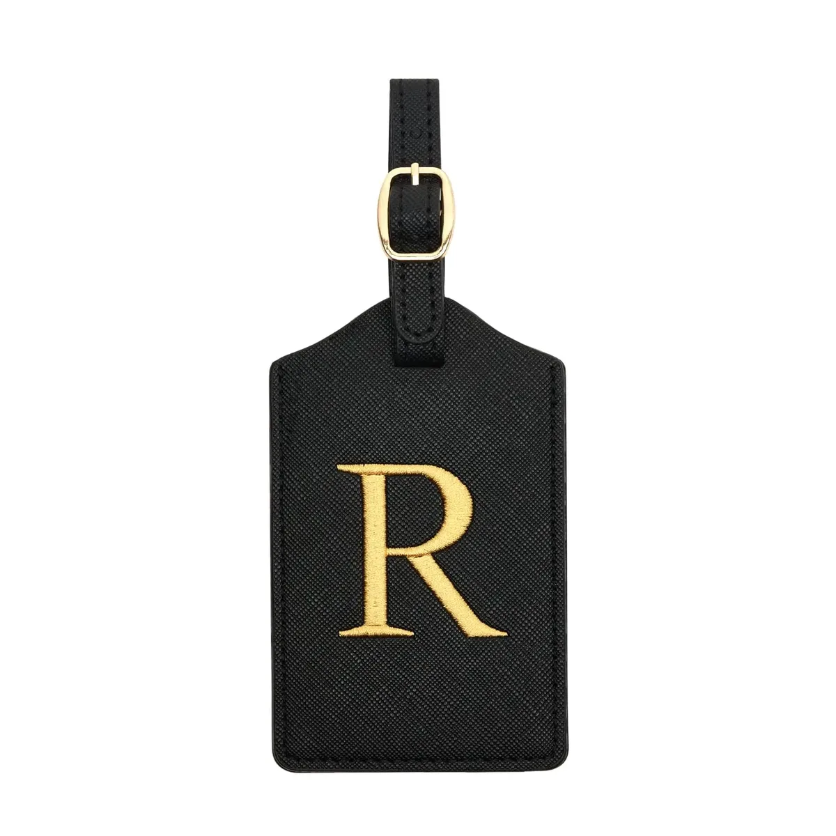 étiquette de bagage en cuir pu pour voyage-étiquette d'identification de valise durable avec couverture de confidentialité et fente pour carte nominative (a-z) liu