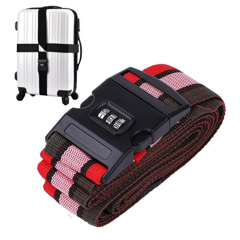 cipher lock ceinture de voyage trolley ceinture de sécurité boîte d'emballage de bagages sangle croisée valise emballage ceinture de sécurité renforcée sangle réglable