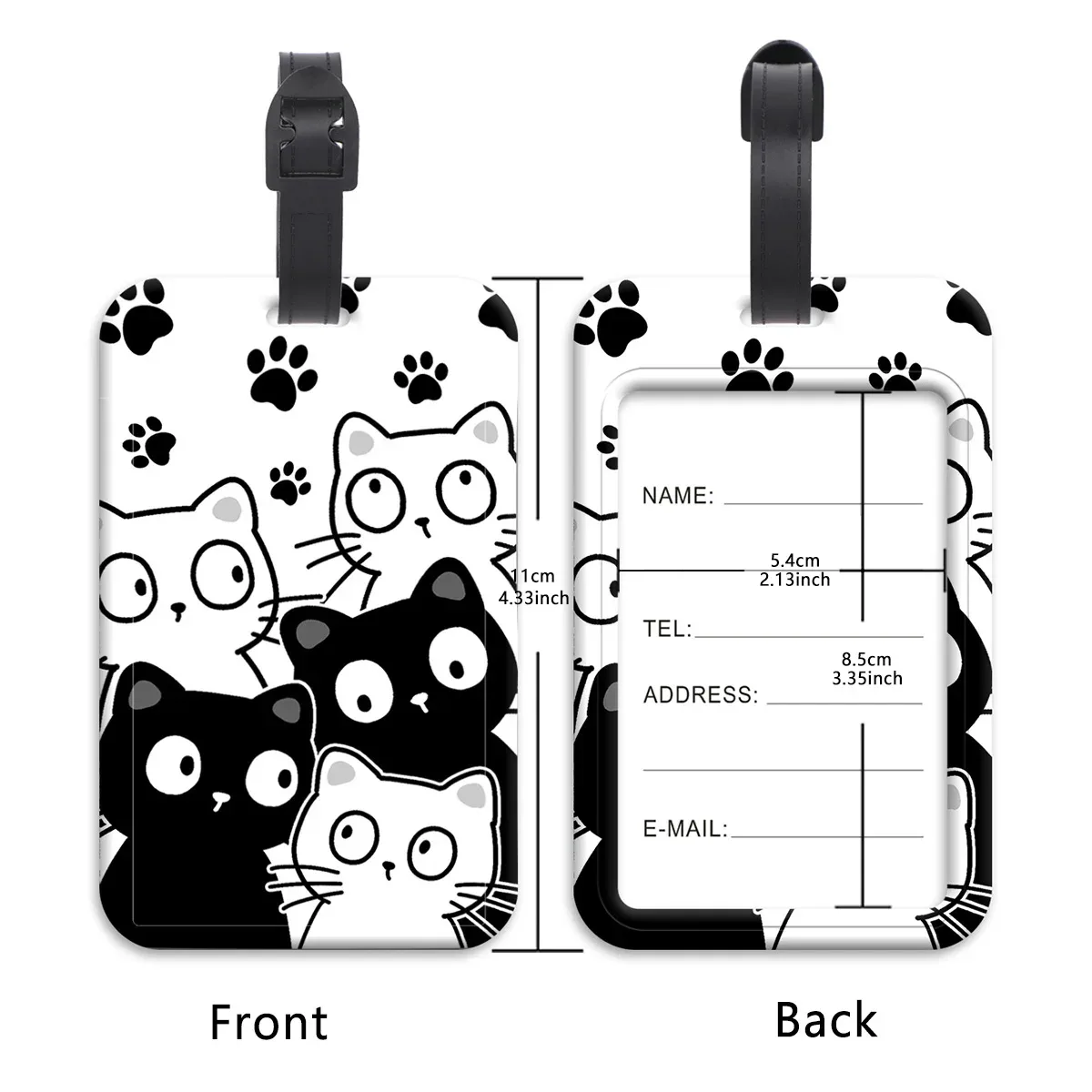 étiquettes de bagage chat dinosaure mignon, identification de valise, porte-nom d'adresse, étiquette de bagage, embarque de voyage, accessoires de valise portables